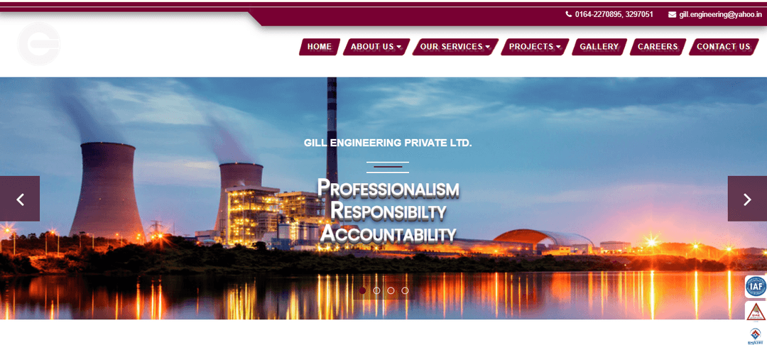 Screenshot of the Gill Engineering project