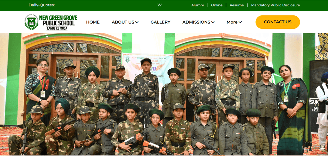 Screenshot of the New Green Grove School project