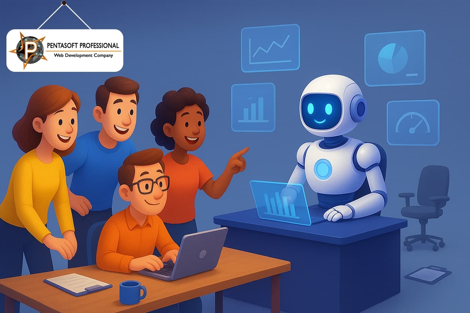 Team collaborating at Pentasoft Professional