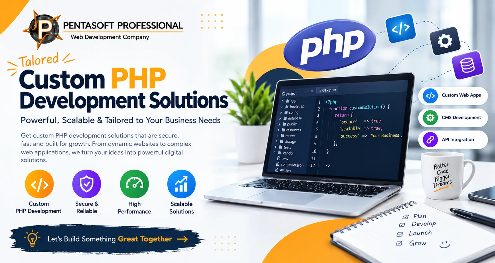 Custom PHP Development Solutions: powerful, scalable and tailored to your business needs